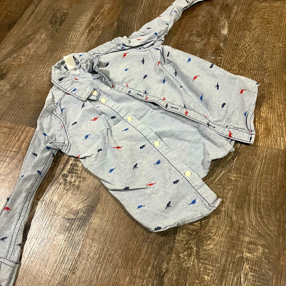 Boys Dinosaur Button Up Dress Shirt